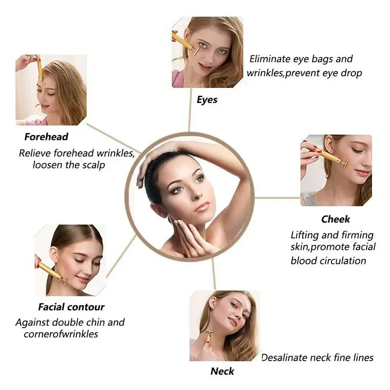 24K Gold Vibrating Face Massager & Roller